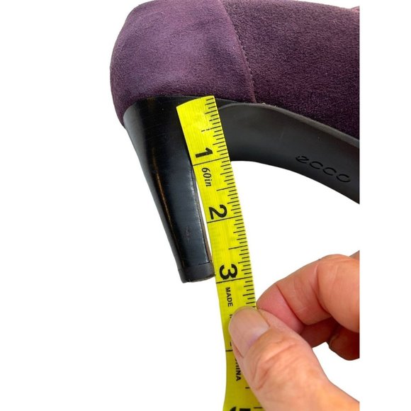 Ecco Booties Women Size 10 (41) Purple Suede Pull On Pointed Toe 3” Black Heel - Picture 10 of 12